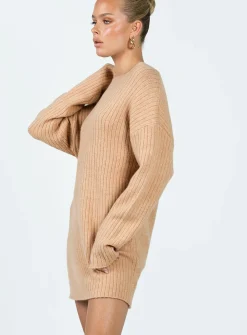 Princess Polly Alivia Sweater Dress Beige Hot