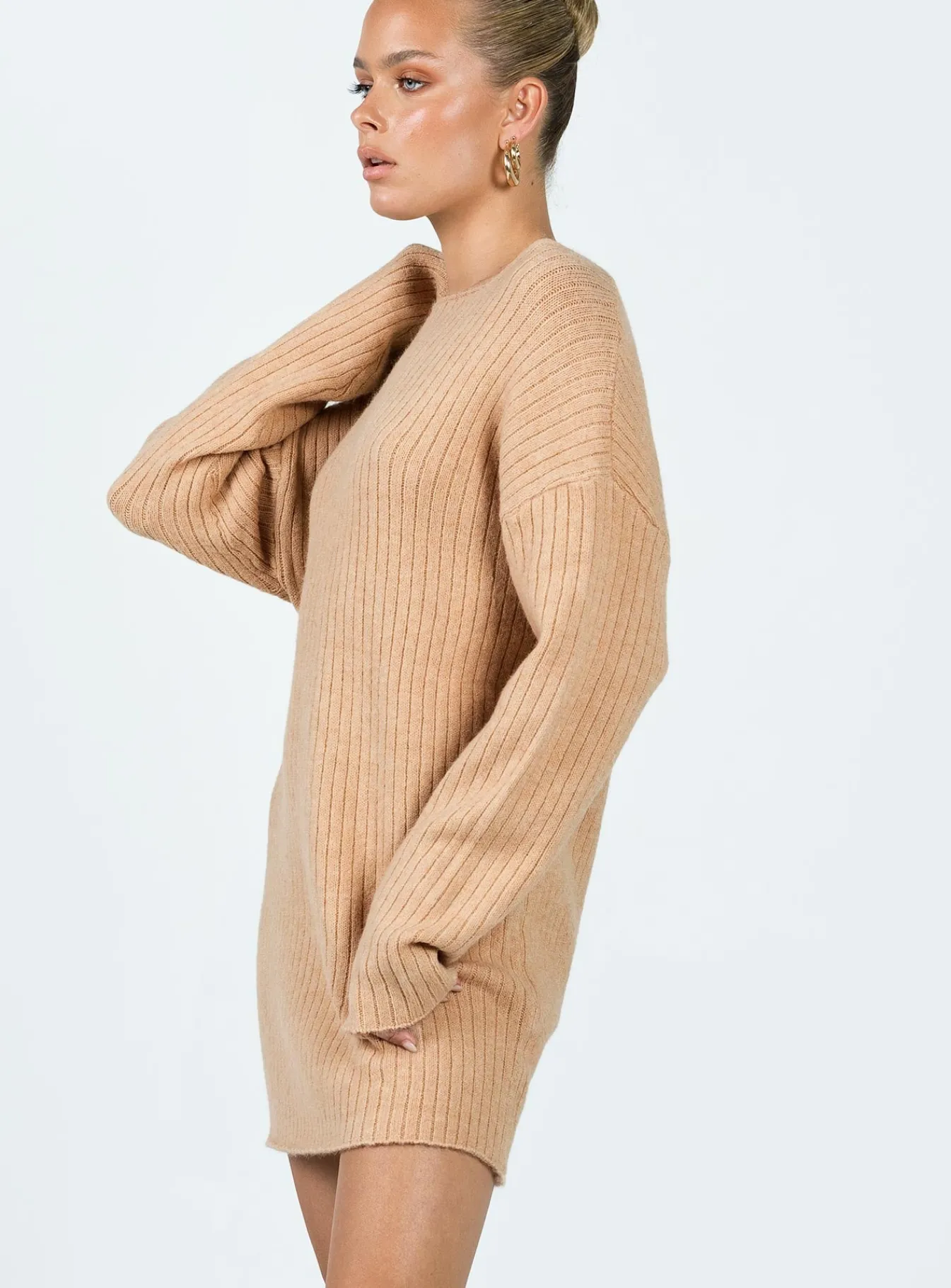 Princess Polly Alivia Sweater Dress Beige Hot