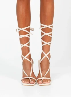 Princess Polly Allegro Wedged Heels Bone   Beige Flash Sale