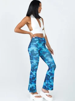 Princess Polly Allen Floral Flare Pants Blue Discount