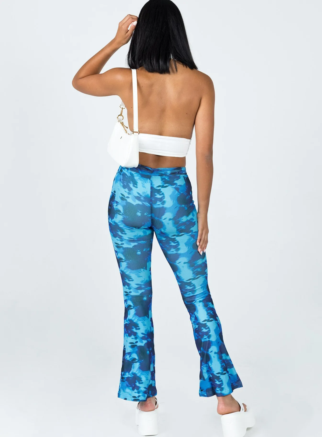 Princess Polly Allen Floral Flare Pants Blue Discount