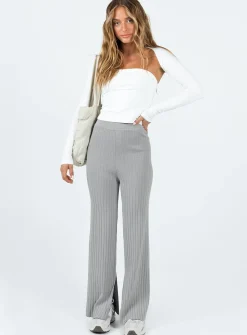 Princess Polly Allen Ribbed Pants  Grey Best
