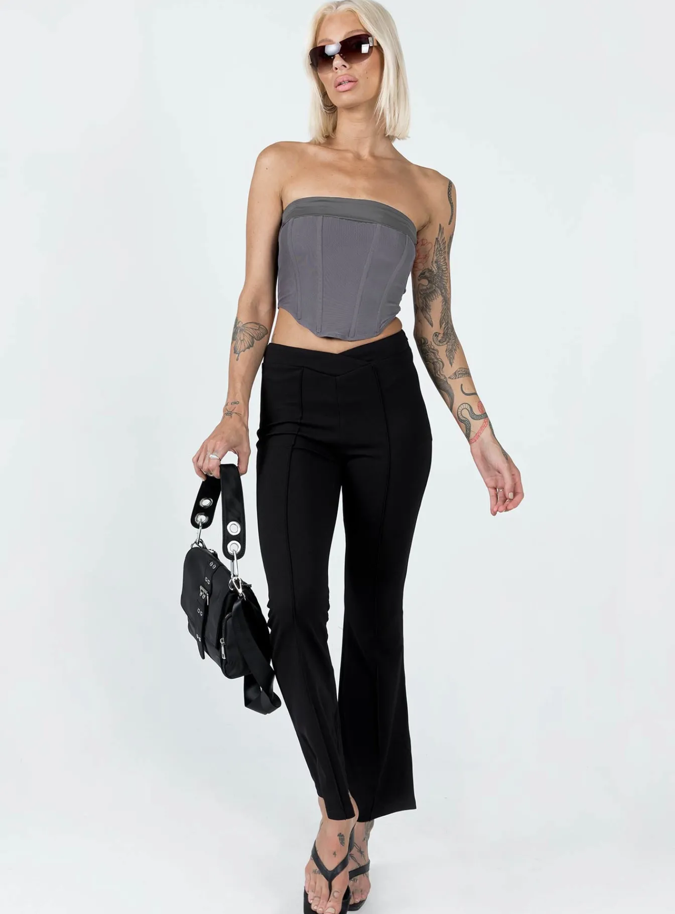 Princess Polly Alma Strapless Top Slate Grey Shop