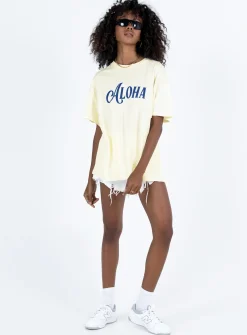 Princess Polly Aloha Oversized Tee Ivory Best