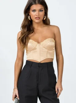Princess Polly Altona Strapless Top  Beige Outlet