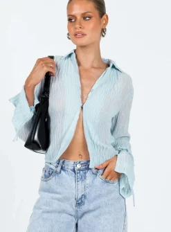 Princess Polly Aluna Shirt  Blue Store
