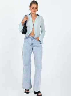 Princess Polly Aluna Shirt  Blue Store