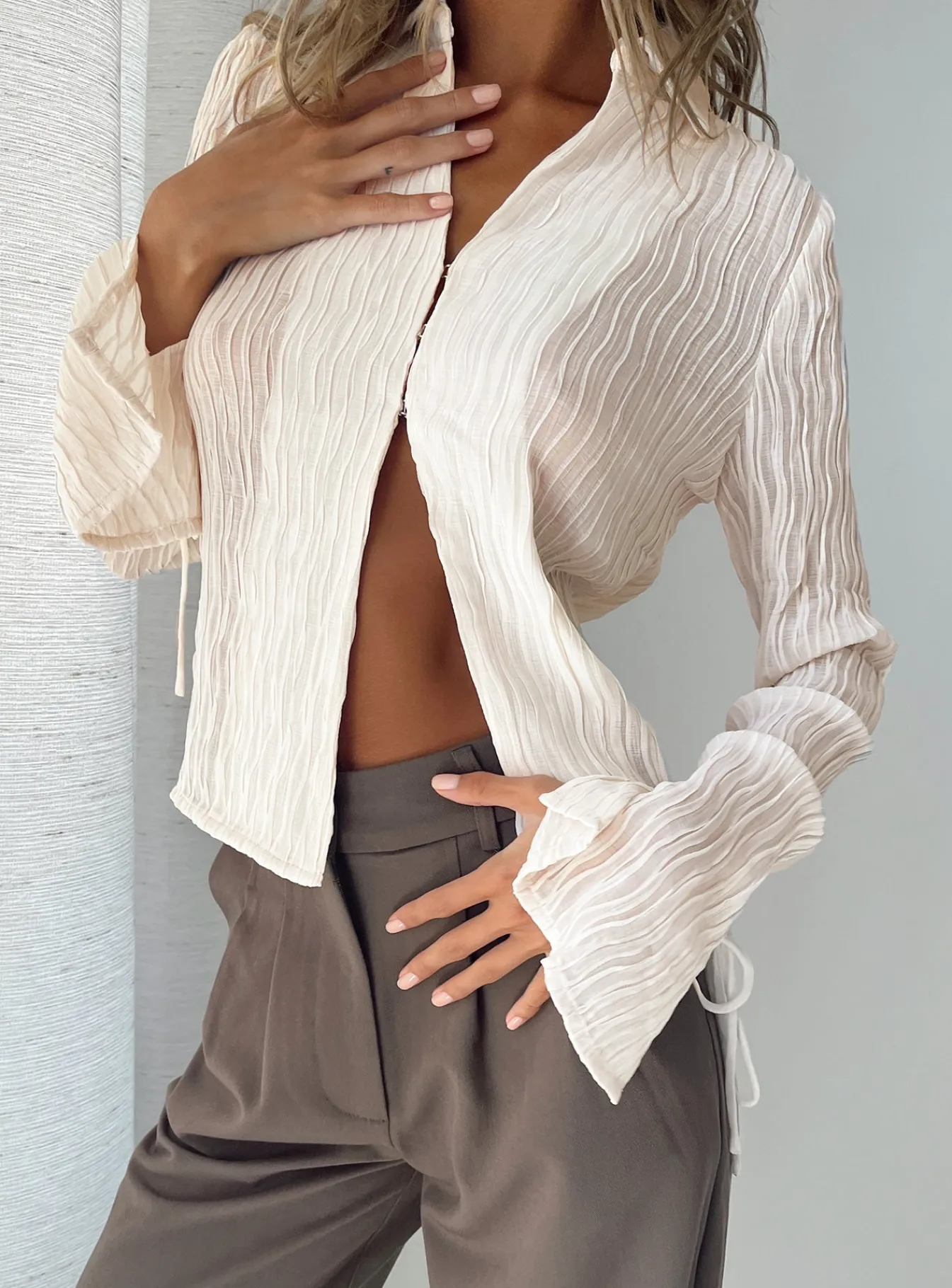 Princess Polly Aluna Shirt Beige Online