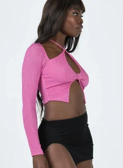 Princess Polly Amadi Long Sleeve Top  Pink New