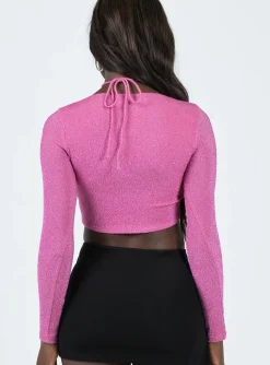 Princess Polly Amadi Long Sleeve Top  Pink New