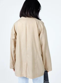 Princess Polly Amber Oversized Linen Blazer  Beige Online