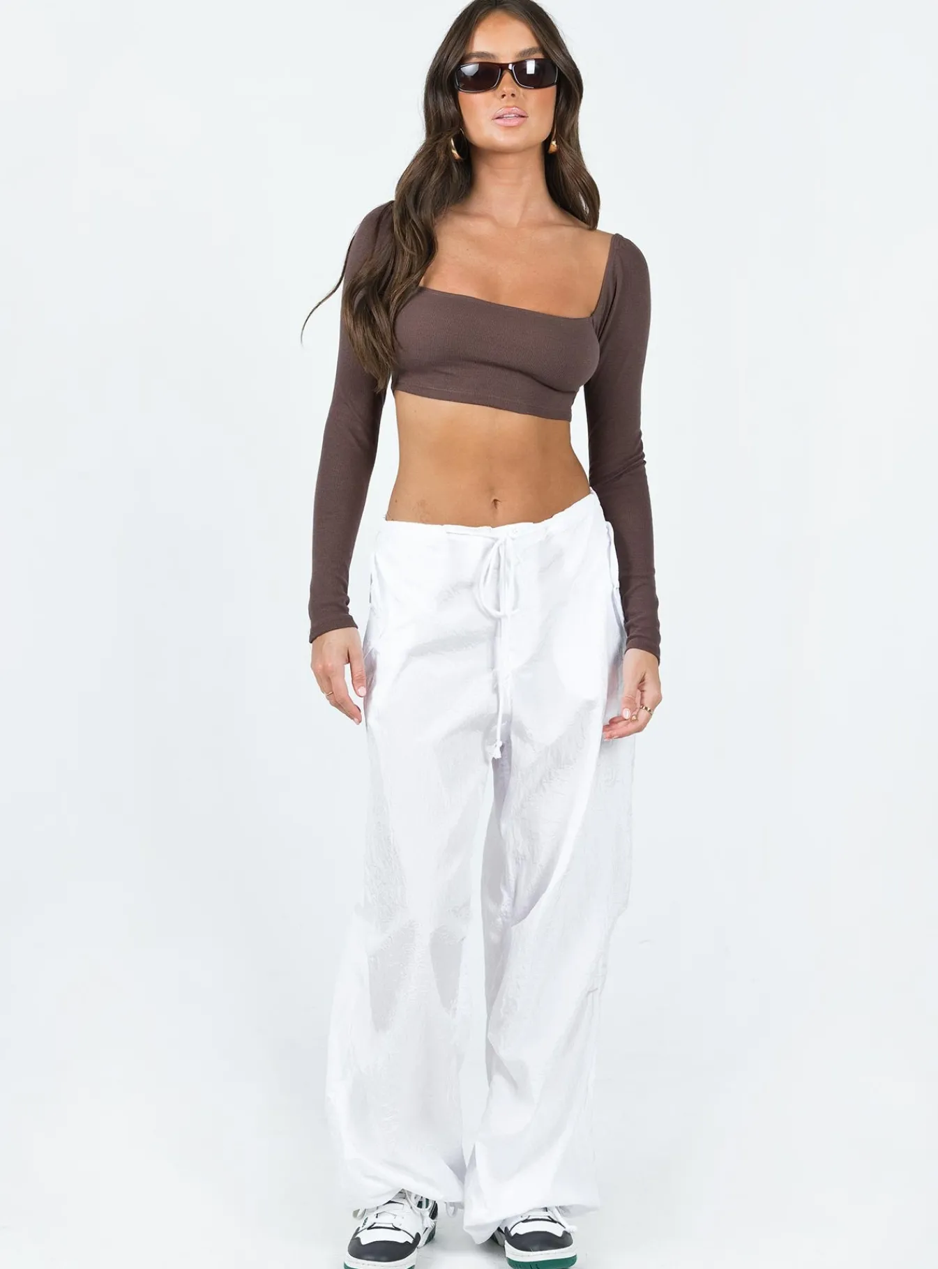 Princess Polly Amira Long Sleeve Top Brown Clearance