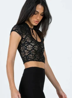 Princess Polly Amity Lace Top  Black Cheap
