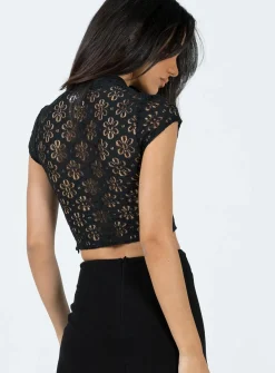 Princess Polly Amity Lace Top  Black Cheap