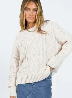 Princess Polly Anaya Oversized Sweater  Beige New