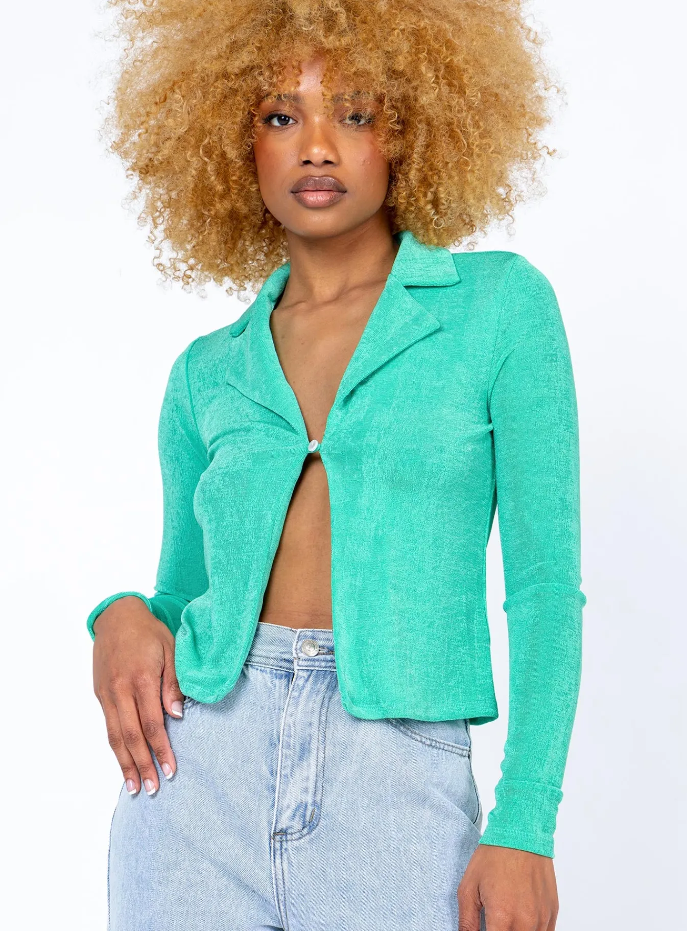 Princess Polly Andi Long Sleeve Top Green Clearance