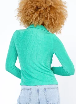 Princess Polly Andi Long Sleeve Top Green Clearance