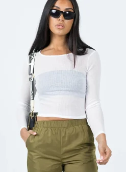 Princess Polly Andreas Long Sleeve Top  White New