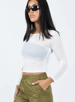 Princess Polly Andreas Long Sleeve Top White New