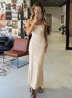 Princess Polly Andros Maxi Dress Beige Clearance