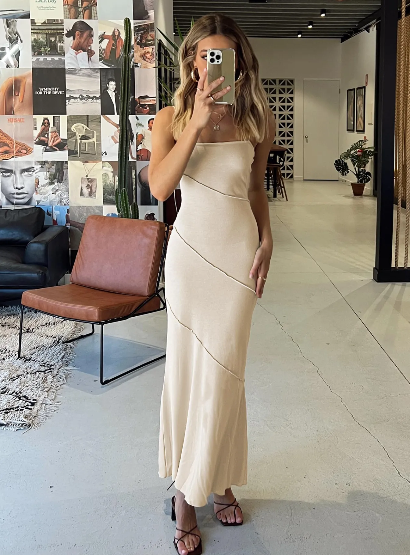 Princess Polly Andros Maxi Dress Beige Clearance