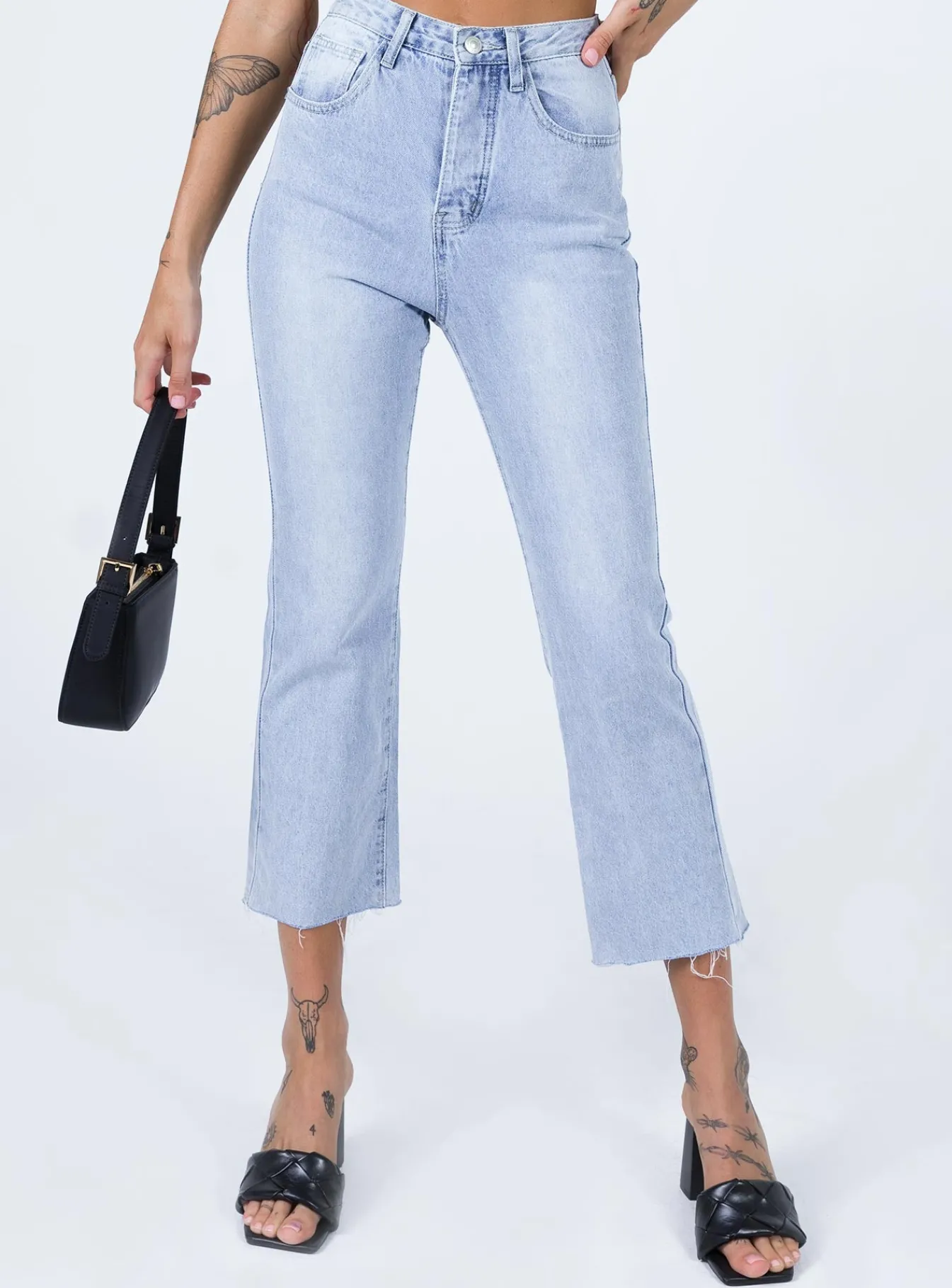 Princess Polly Angela Cropped Jeans Light Wash Denim Store