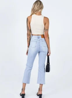 Princess Polly Angela Cropped Jeans Light Wash Denim Store