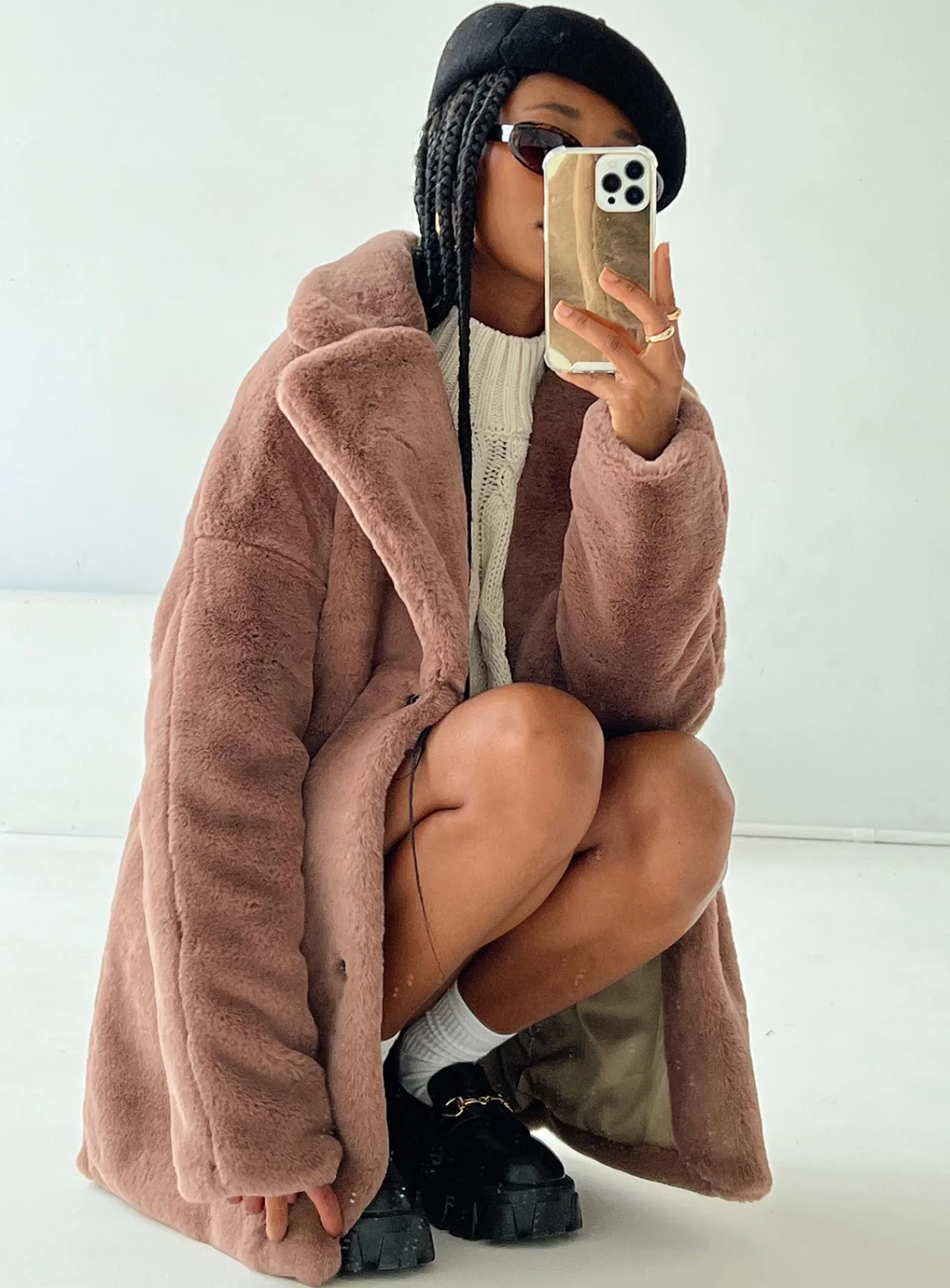 Princess Polly Angus Faux Fur Coat Brown Shop