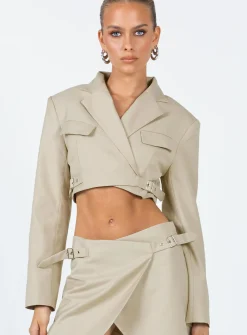 Princess Polly Anja Cropped Blazer Camel   Beige Discount