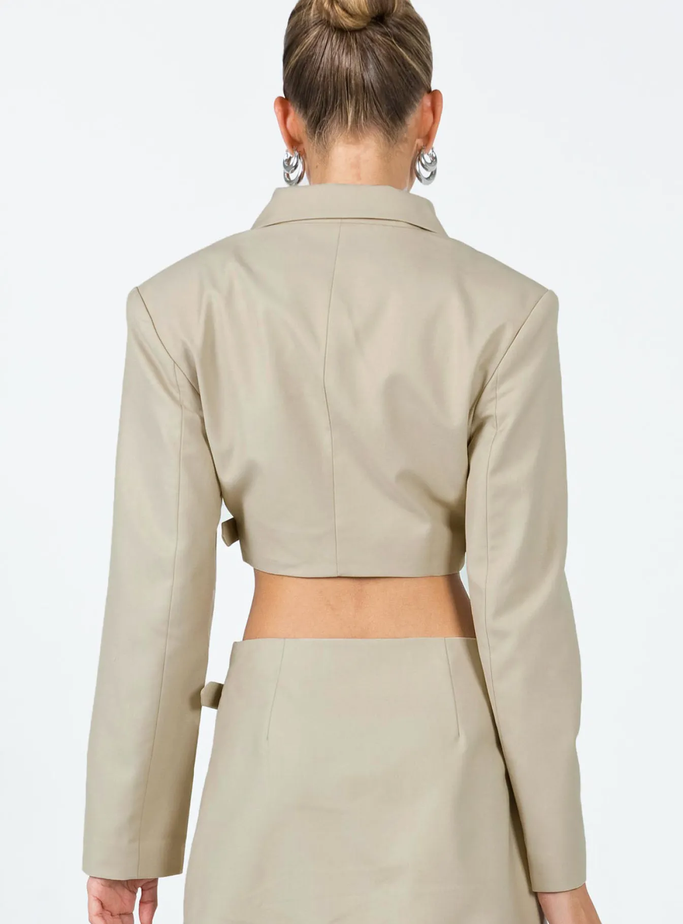 Princess Polly Anja Cropped Blazer Camel Beige Discount