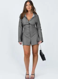 Princess Polly Anni Pin Stripe Mini Dress Grey Online