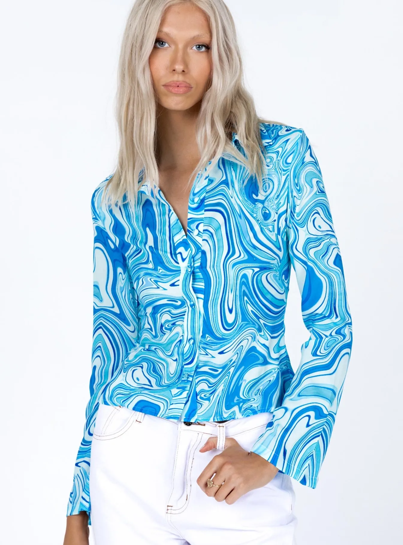 Princess Polly Anni Shirtswirl Blue Shop