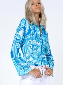 Princess Polly Anni Shirtswirl Blue Shop
