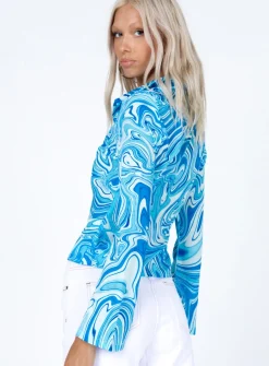 Princess Polly Anni Shirtswirl Blue Shop