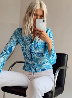 Princess Polly Anni Shirtswirl Blue Shop