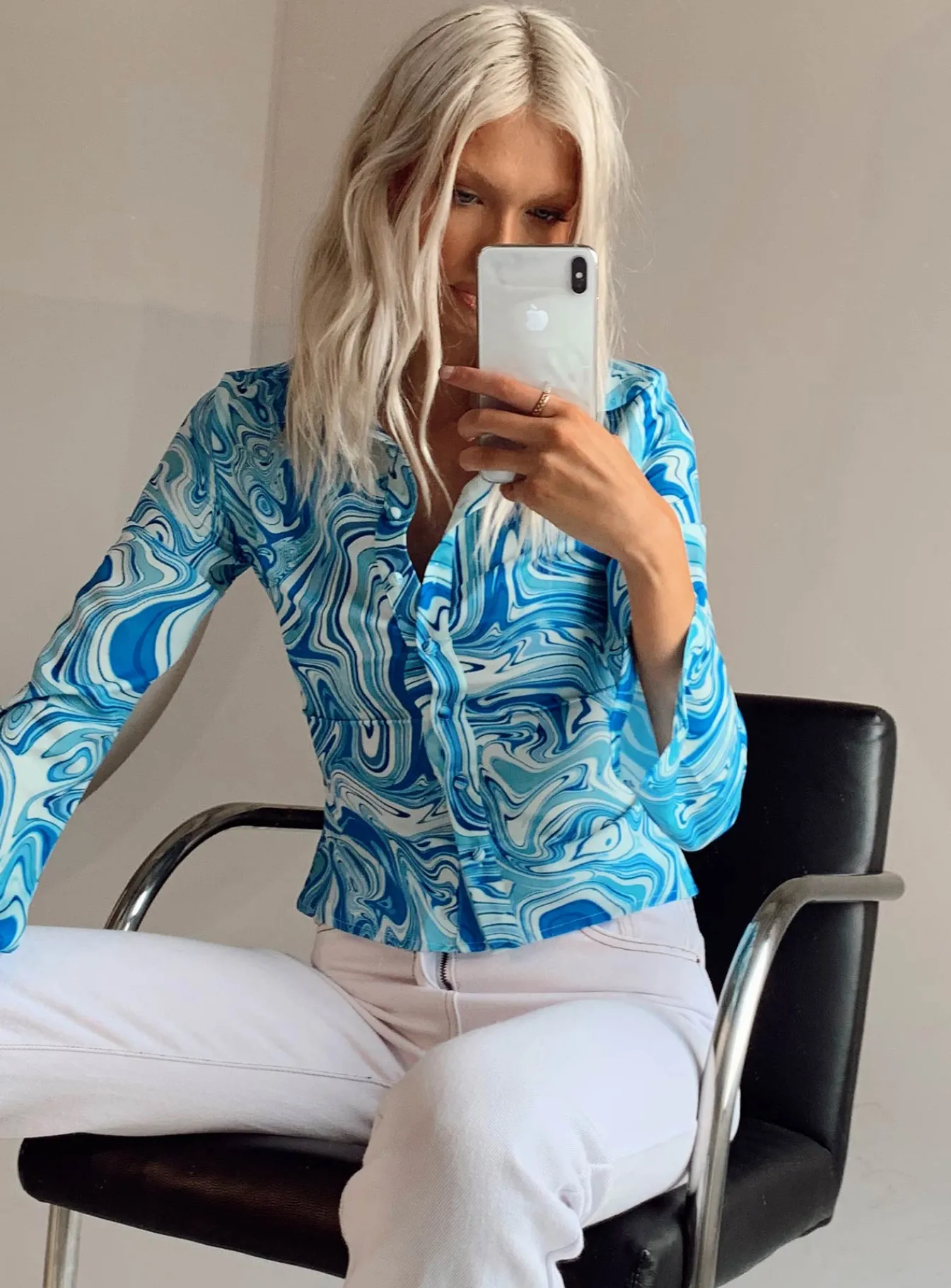Princess Polly Anni Shirtswirl Blue Shop