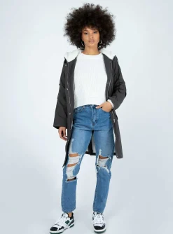 Princess Polly Anorak Coat  Black Outlet