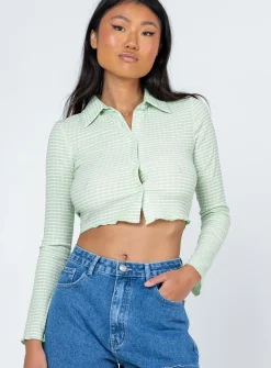 Princess Polly Anson Long Sleeve Top  Green Fashion