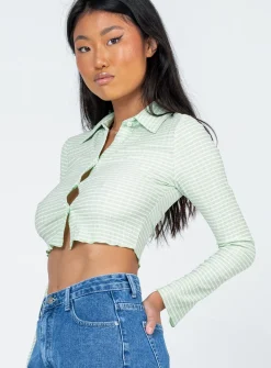 Princess Polly Anson Long Sleeve Top Green Fashion