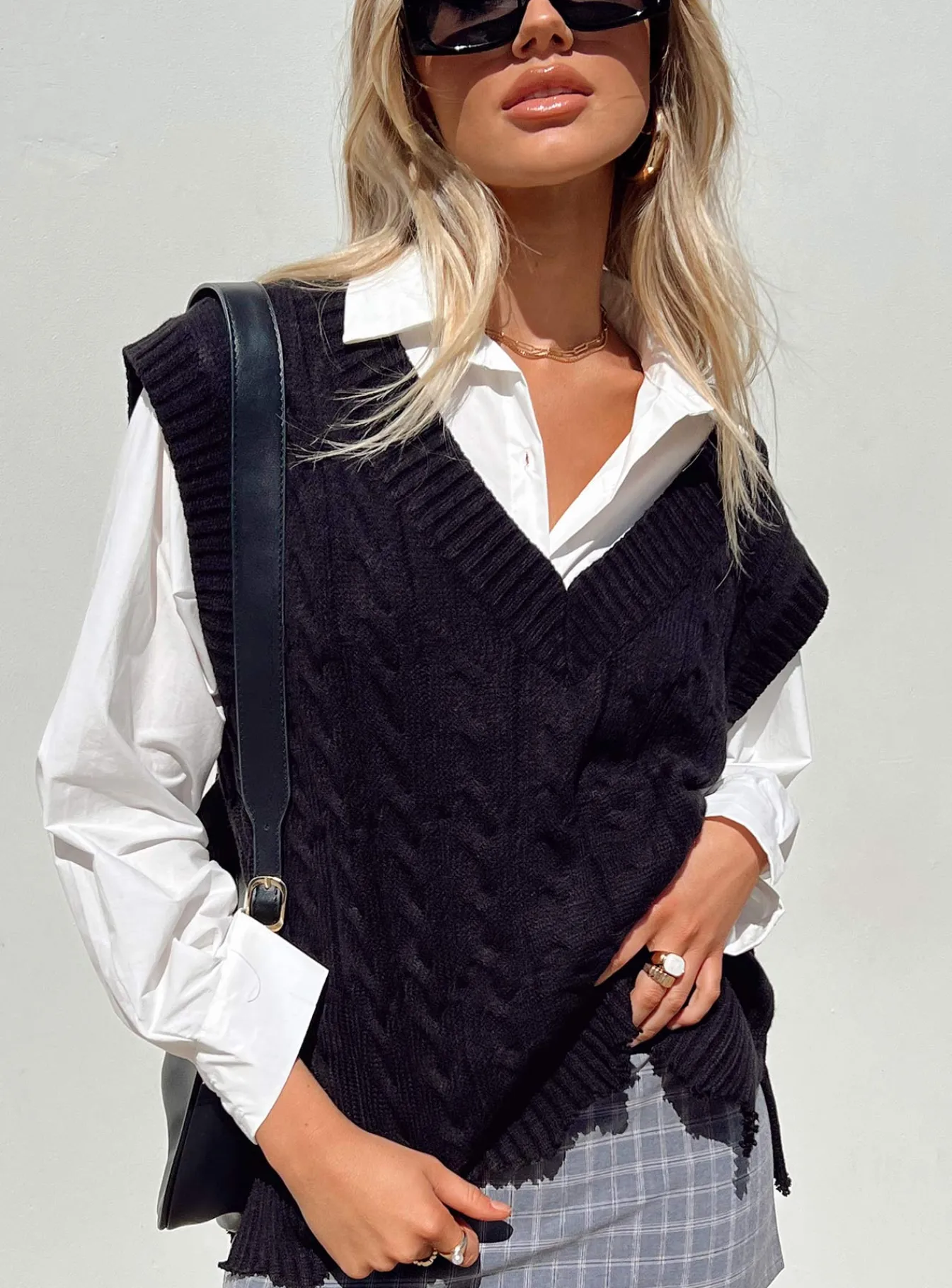Princess Polly Antonia Sweater Vest Black Discount