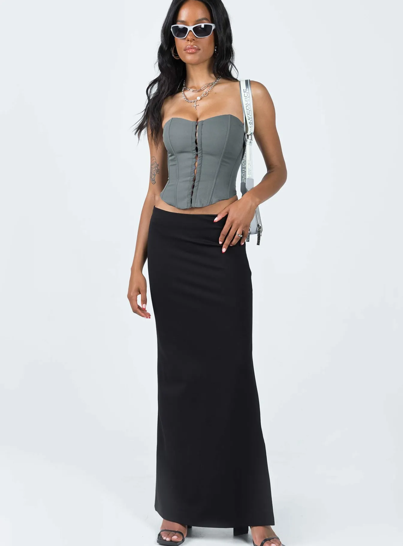 Princess Polly Archer Corset Top Slate Fashion