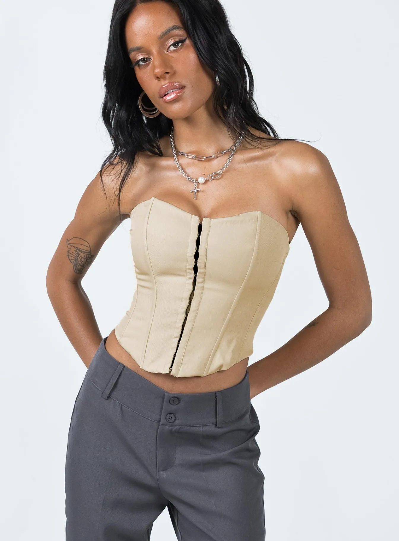 Princess Polly Archer Corset Top Bone Outlet