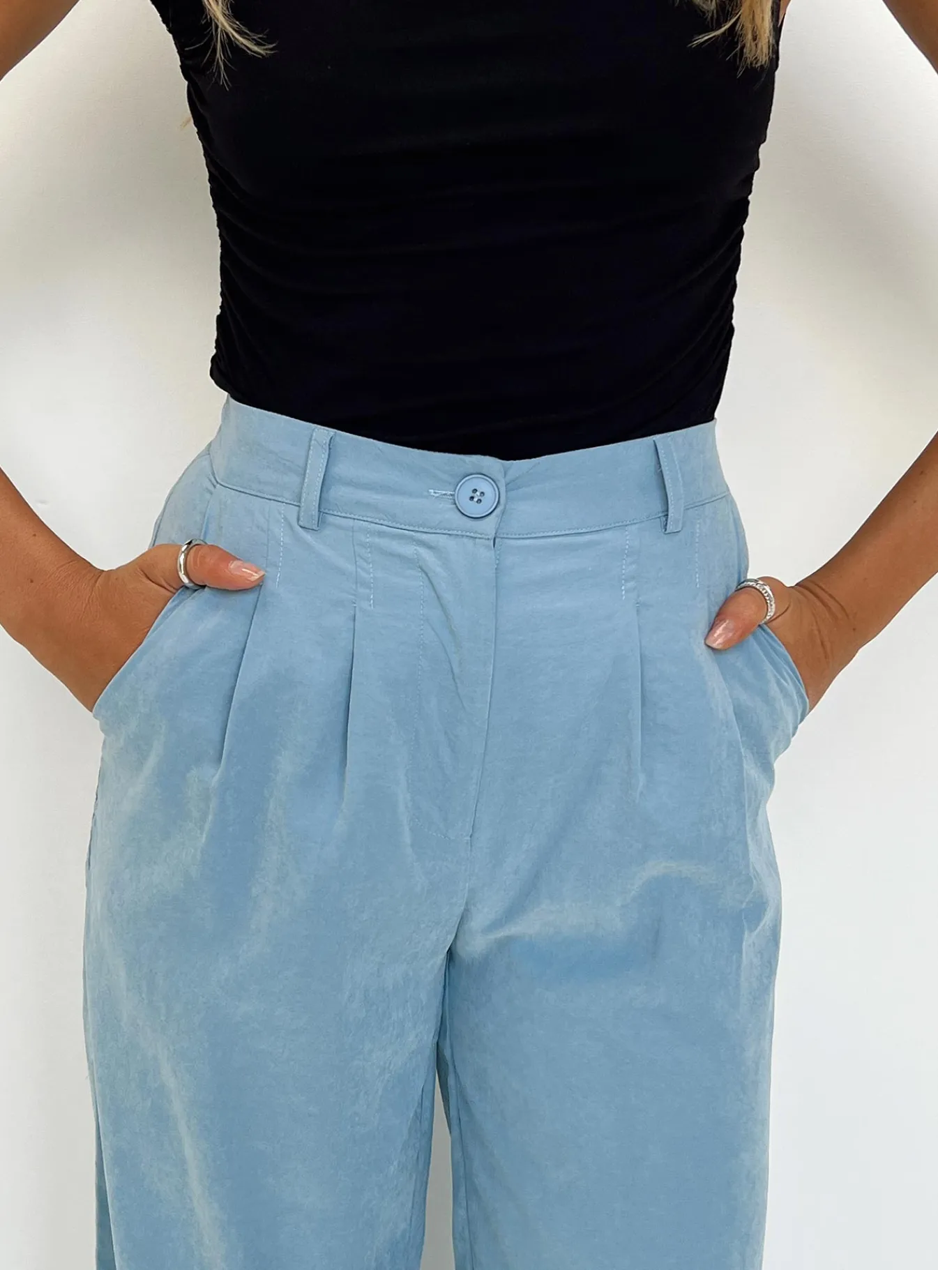 Princess Polly Archer Pants Dusty Blue Outlet