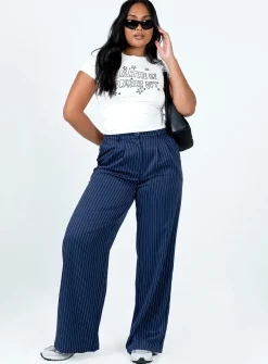 Princess Polly Archer Pants Pinstripe Navy Store