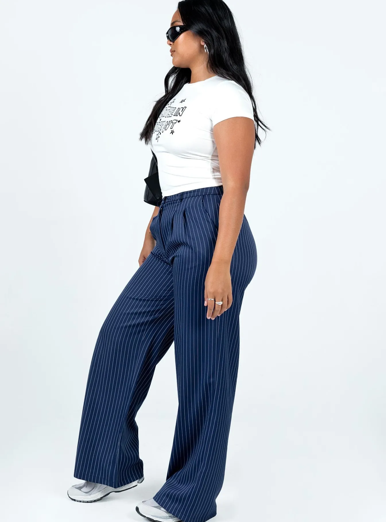 Princess Polly Archer Pants Pinstripe Navy Store