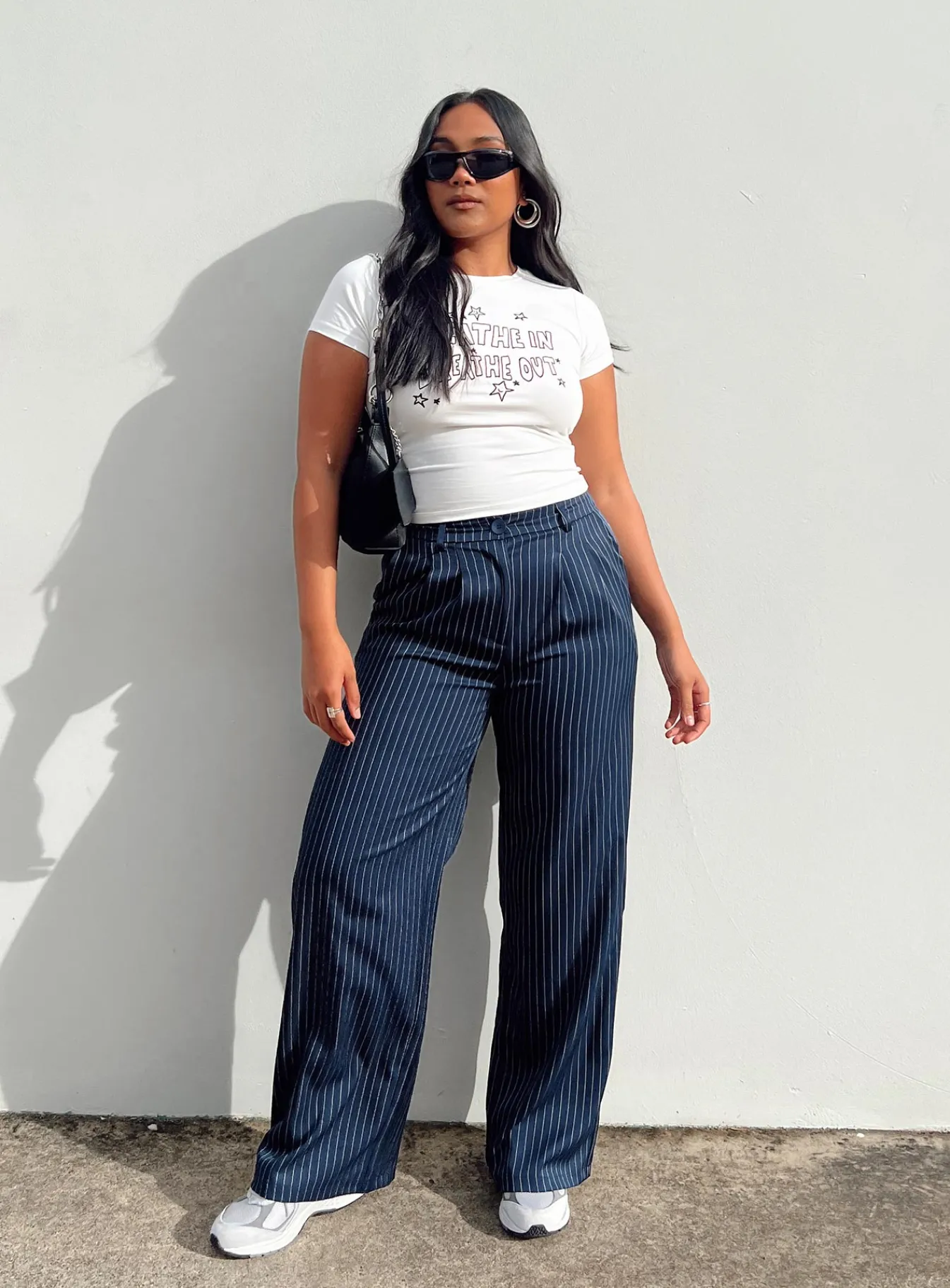 Princess Polly Archer Pants Pinstripe Navy Store
