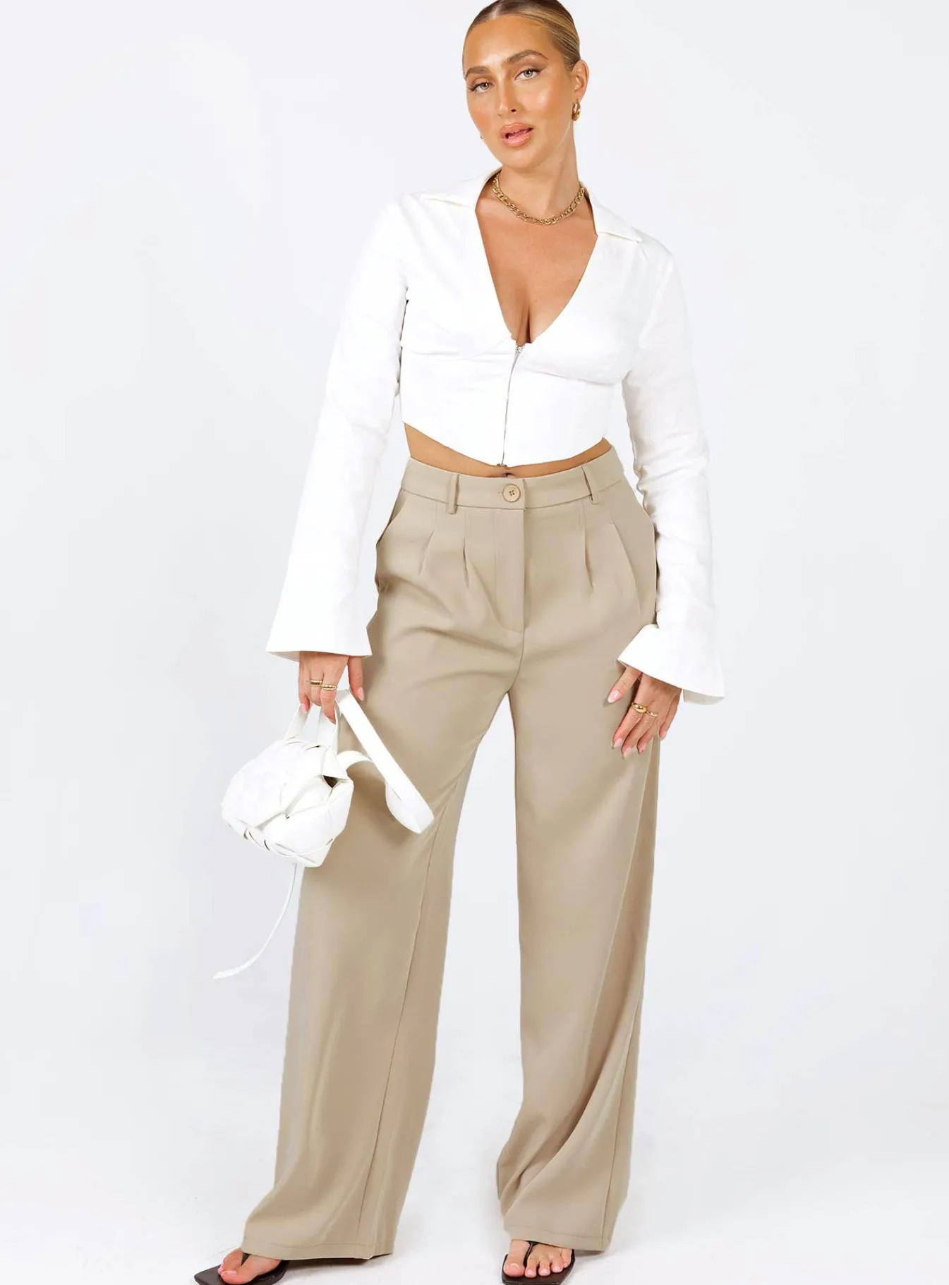 Princess Polly Archer Pants Taupe Flash Sale