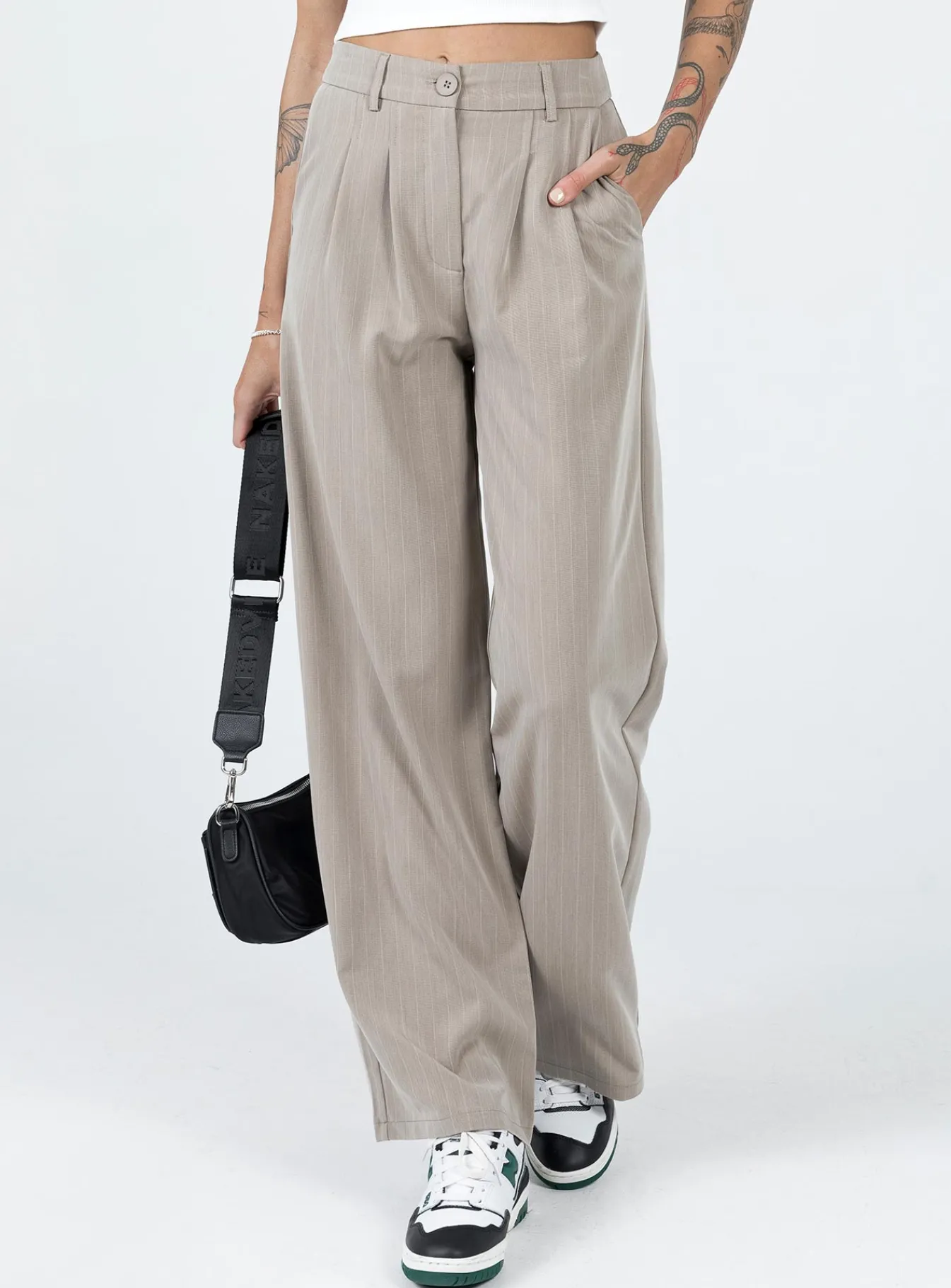 Princess Polly Archer Pants Pinstripe Beige Sale