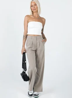 Princess Polly Archer Pants Pinstripe Beige Sale