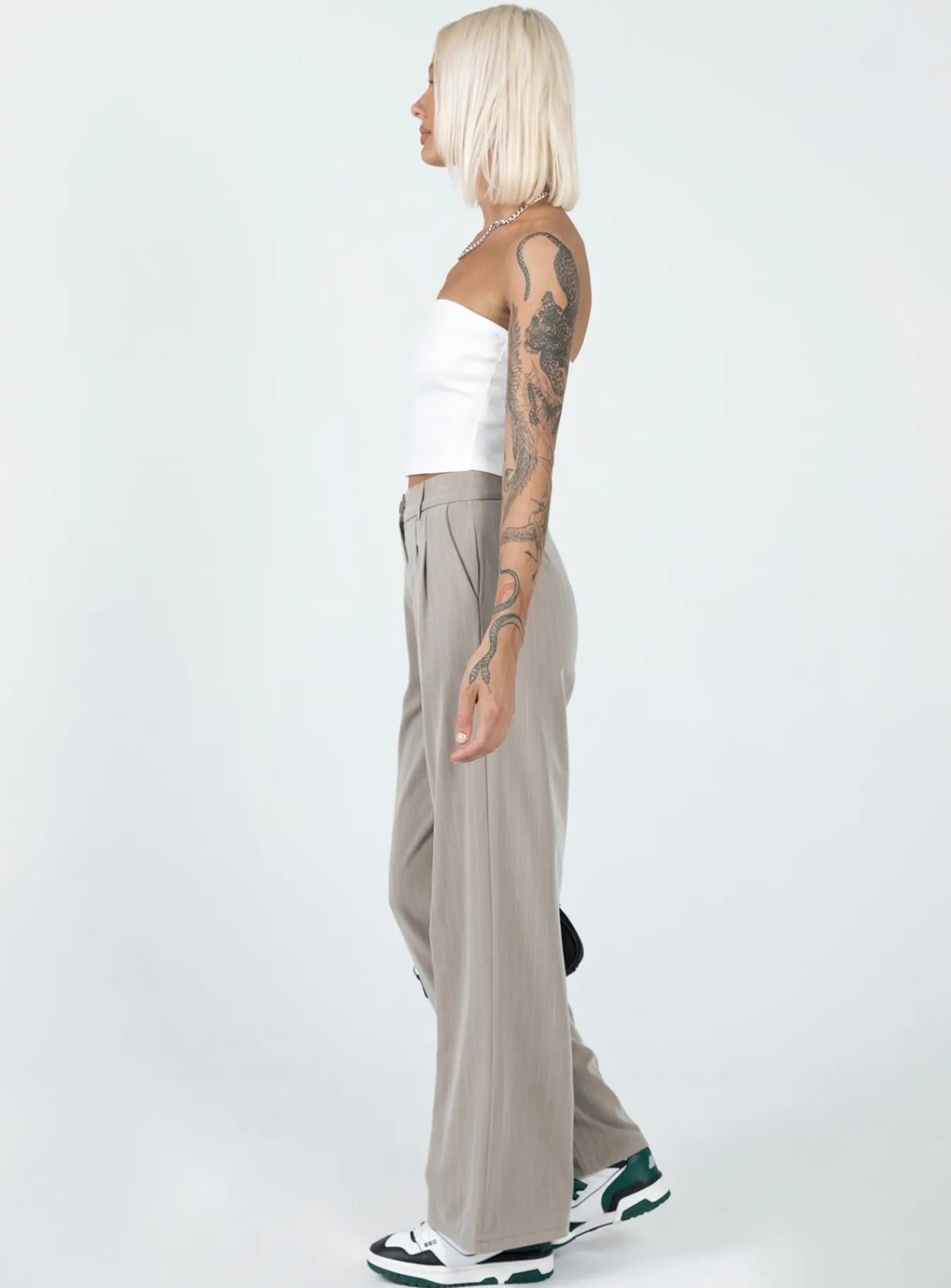 Princess Polly Archer Pants Pinstripe Beige Sale